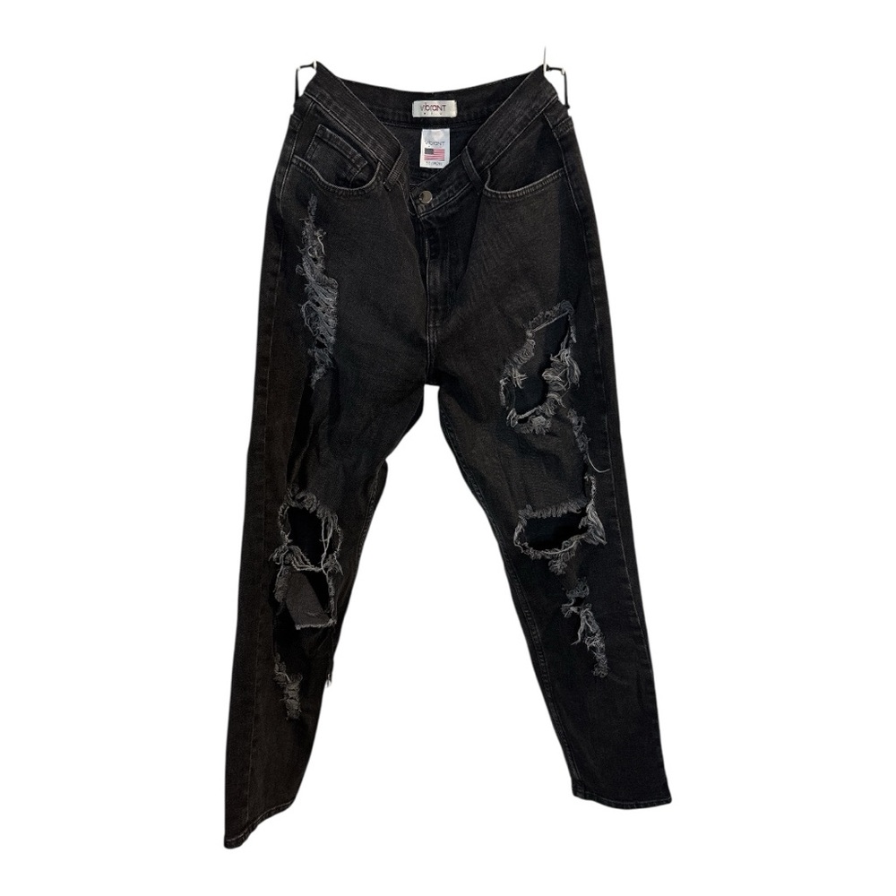 Vibrant Women’s Black Ripped Distressed Denim Jeans Size 11 (W29) Runs Small